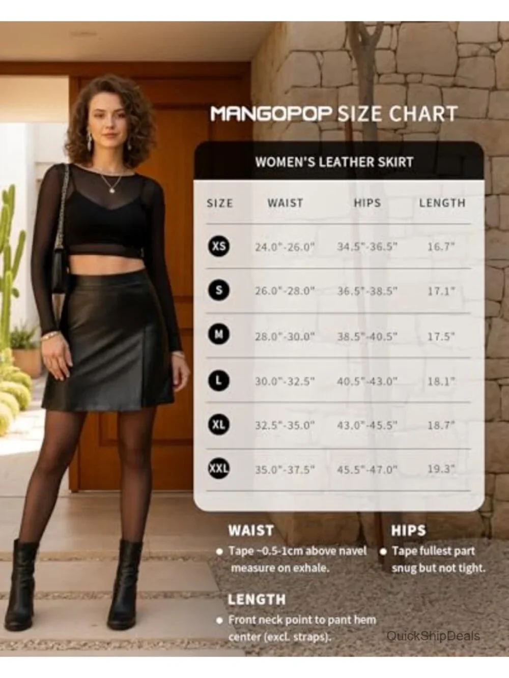 Faux Leather High Waist A-Line Mini Skirt with Zipper Closure